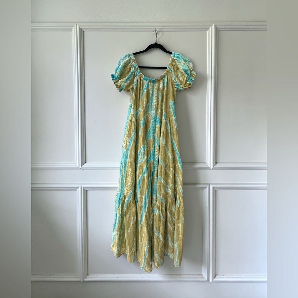 Young Fabulous & Broke Tye Dye Flowy Maxi Dress. Beige/Turquoise. Sz: XS